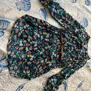 Mossimo blue floral print long sleeve top